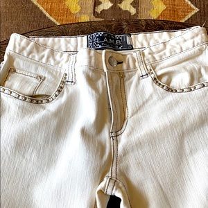 Embellished white jeans!  Super stylish.